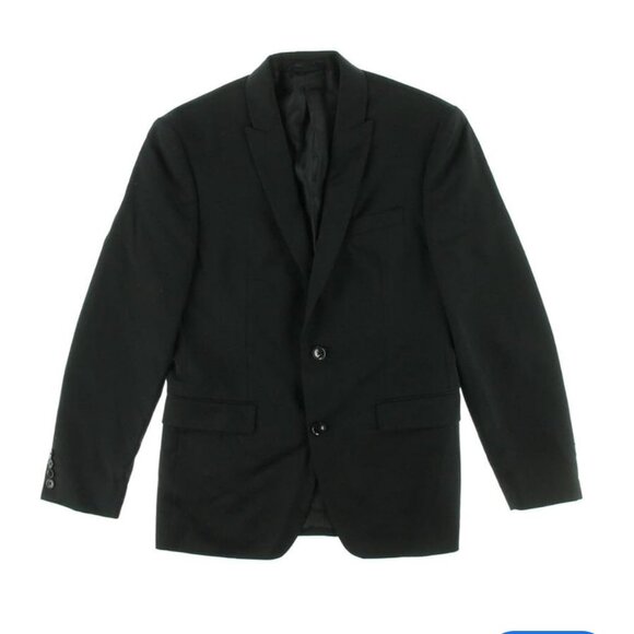 Bar III Other - Bar III Solid 2 Button Wool Black Slim Fit Blazer Coat Size 40L